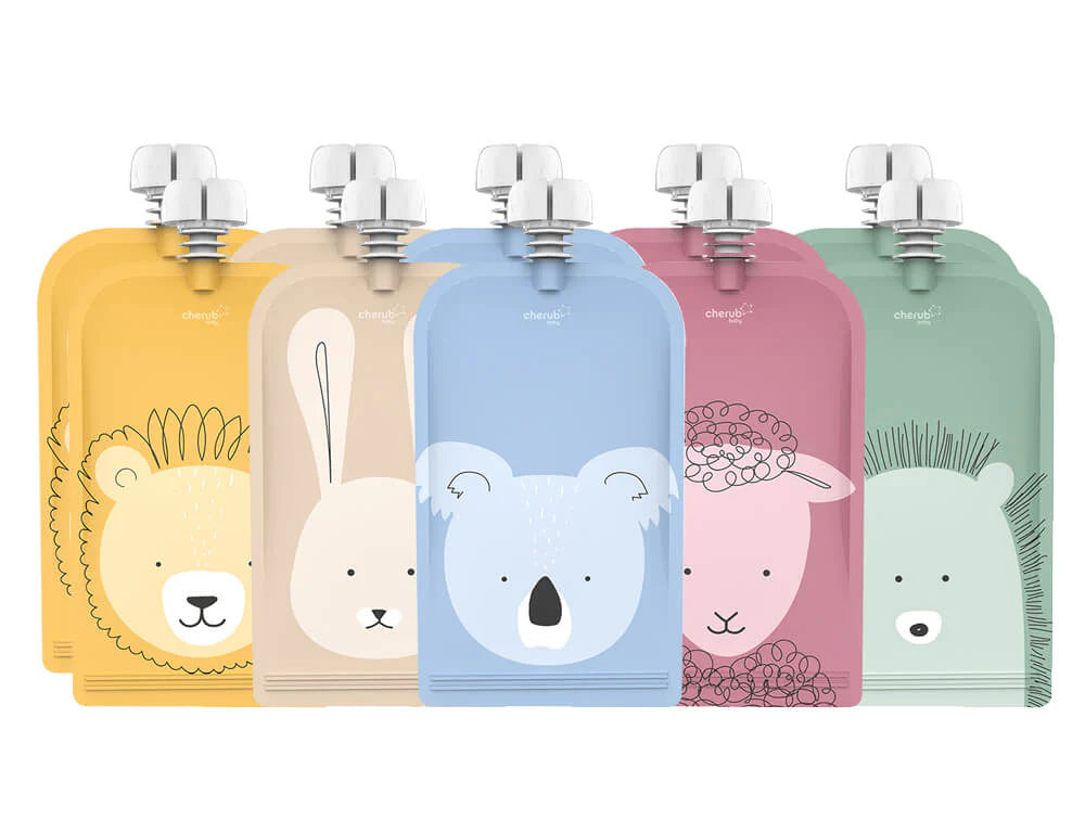 On The Go Reusable Baby Food Pouches - Animal Set 150ml 5PK