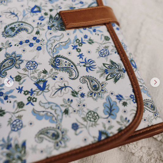 Change Mat Clutch - Blue Paisley/Tan