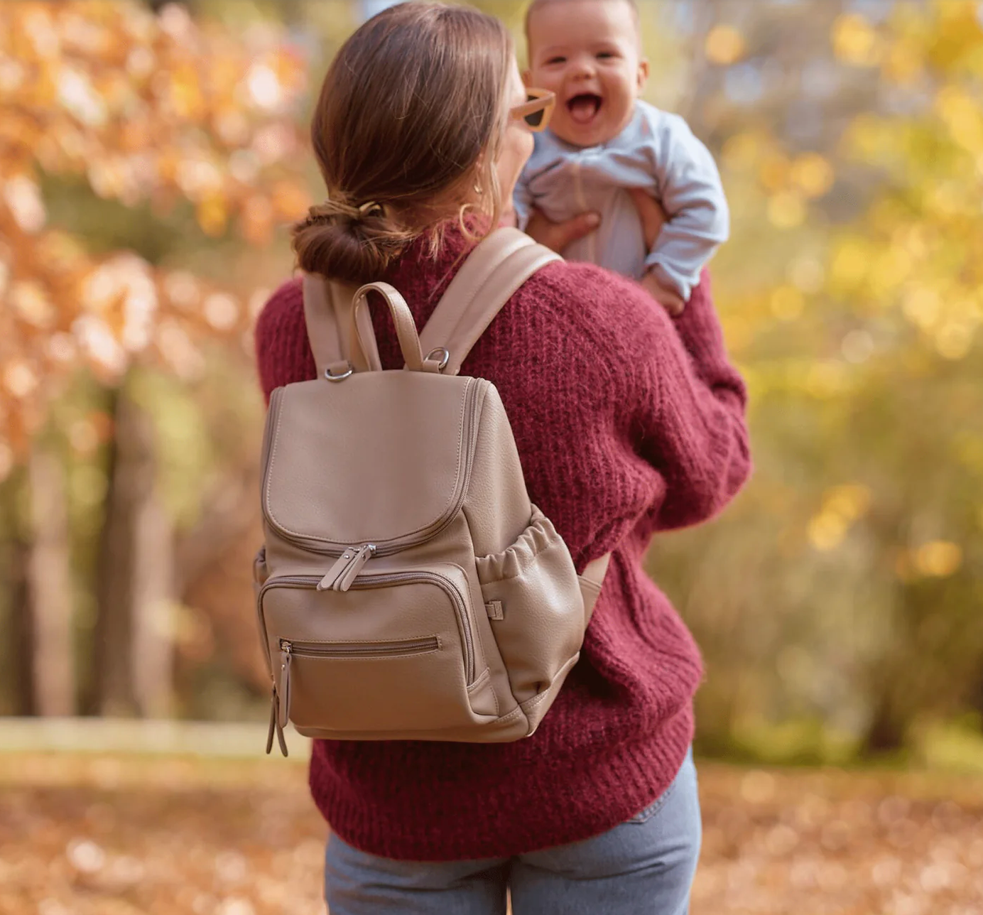 Mini Signature Backpack - Oat Vegan Leather