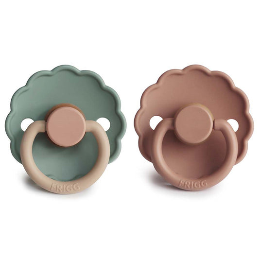 FRIGG Daisy - Round Latex 2-Pack Pacifiers - Rose Gold/Willow
