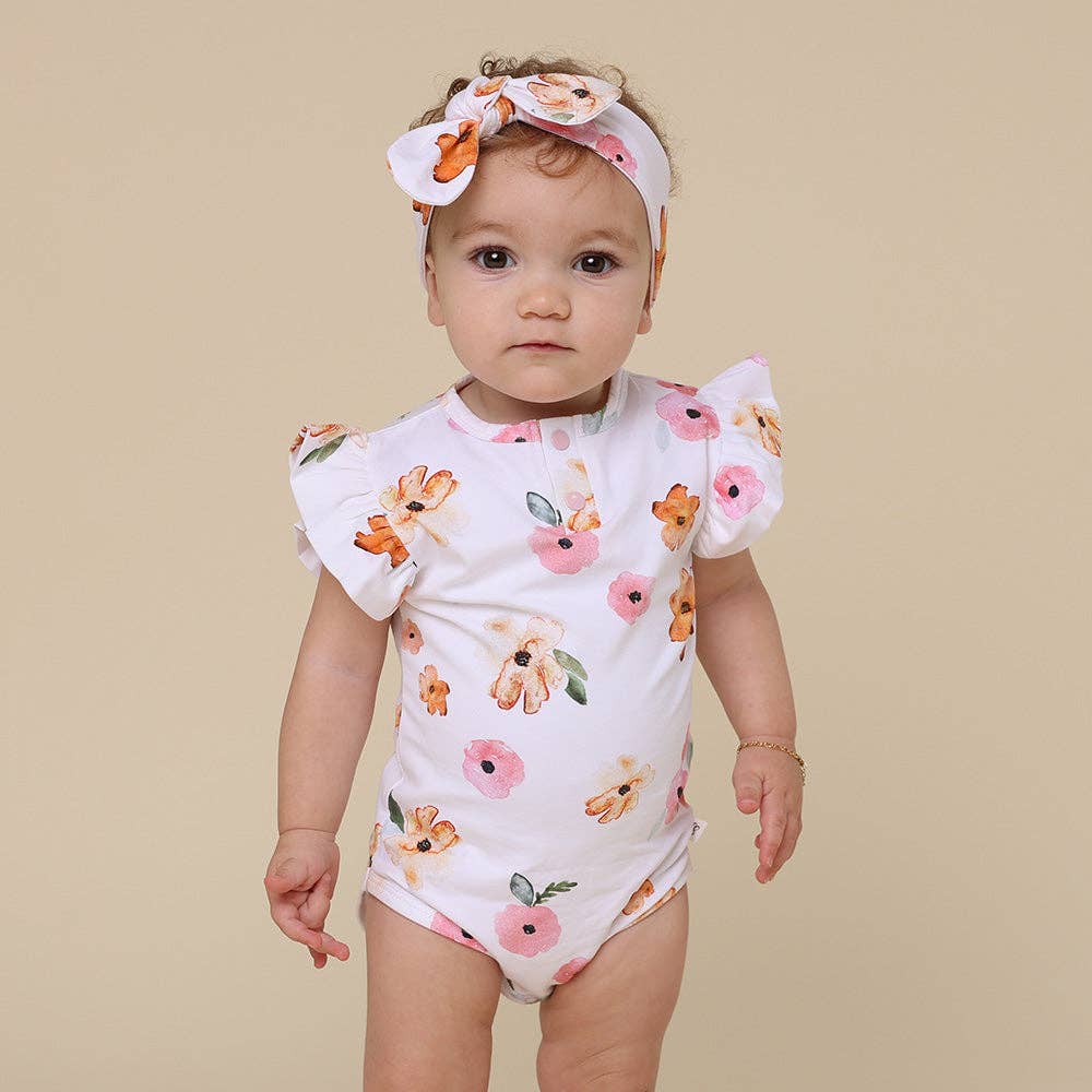 Poppy Short Sleeve Organic Bodysuit with Frill