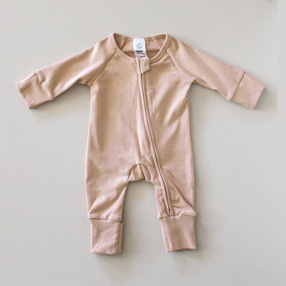 Boho Baby Long Sleeve Zip Onesie Dusky Pink