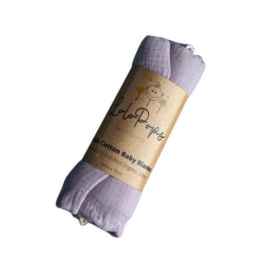 100% Organic Cotton Newborn Mini Travel Blanket - Purple