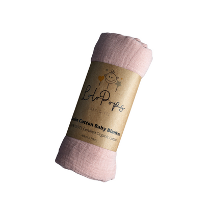 100% Organic Cotton Newborn Mini Travel Blanket- Pink